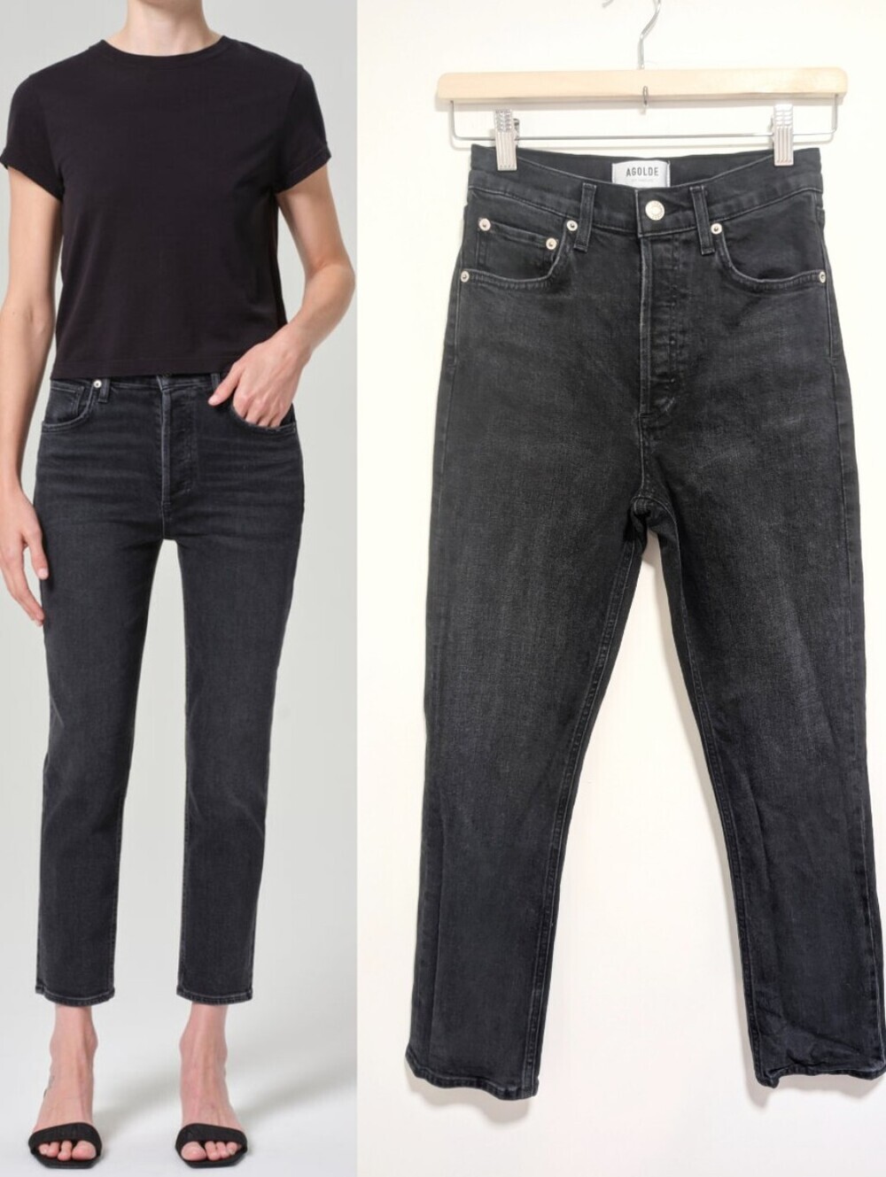 AGOLDE | Riley High Rise Straight Crop Jeans In Panoramic Washed Black